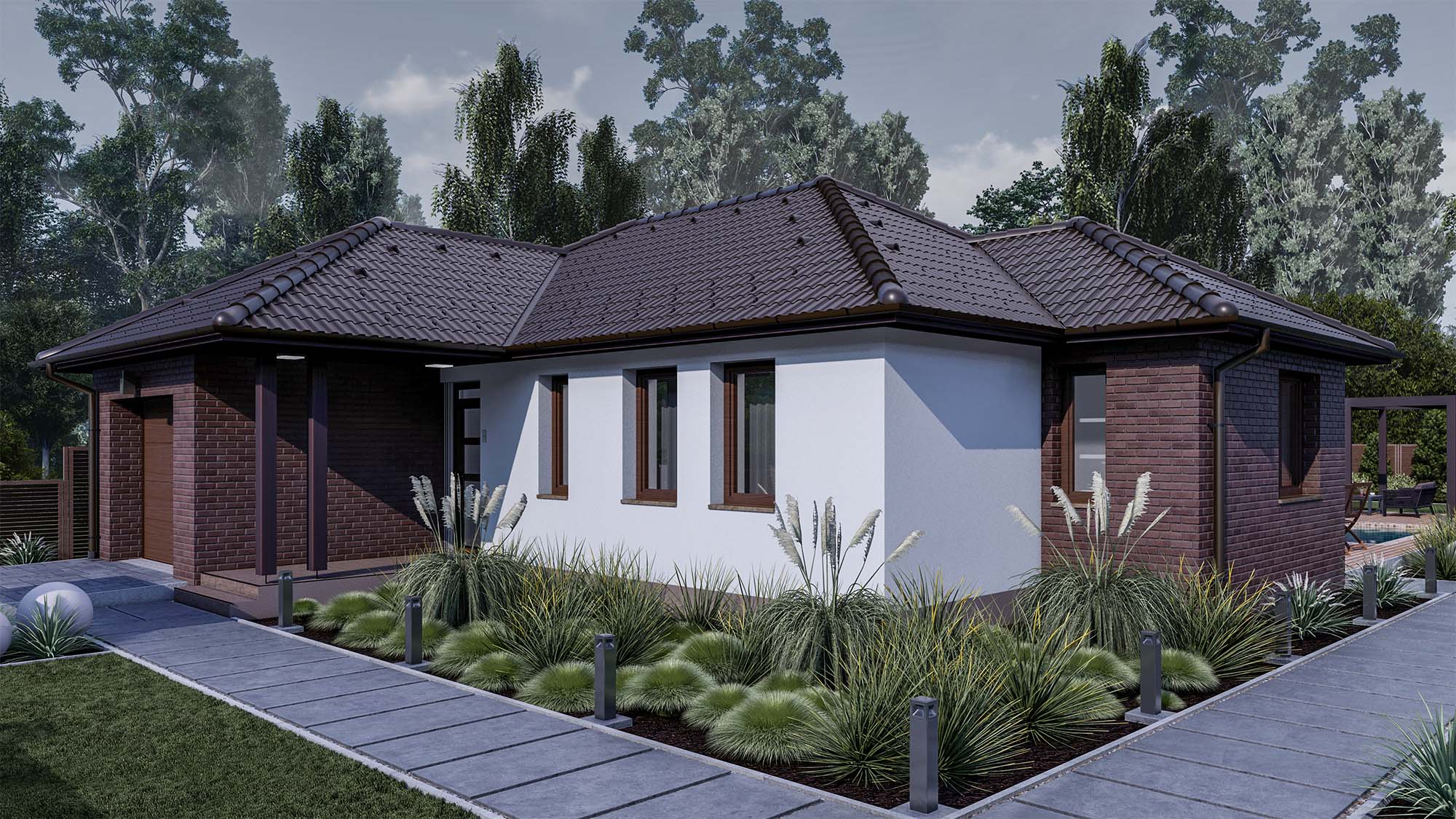 105 m2 ház + garázs (4 hálószoba + nappali) széles