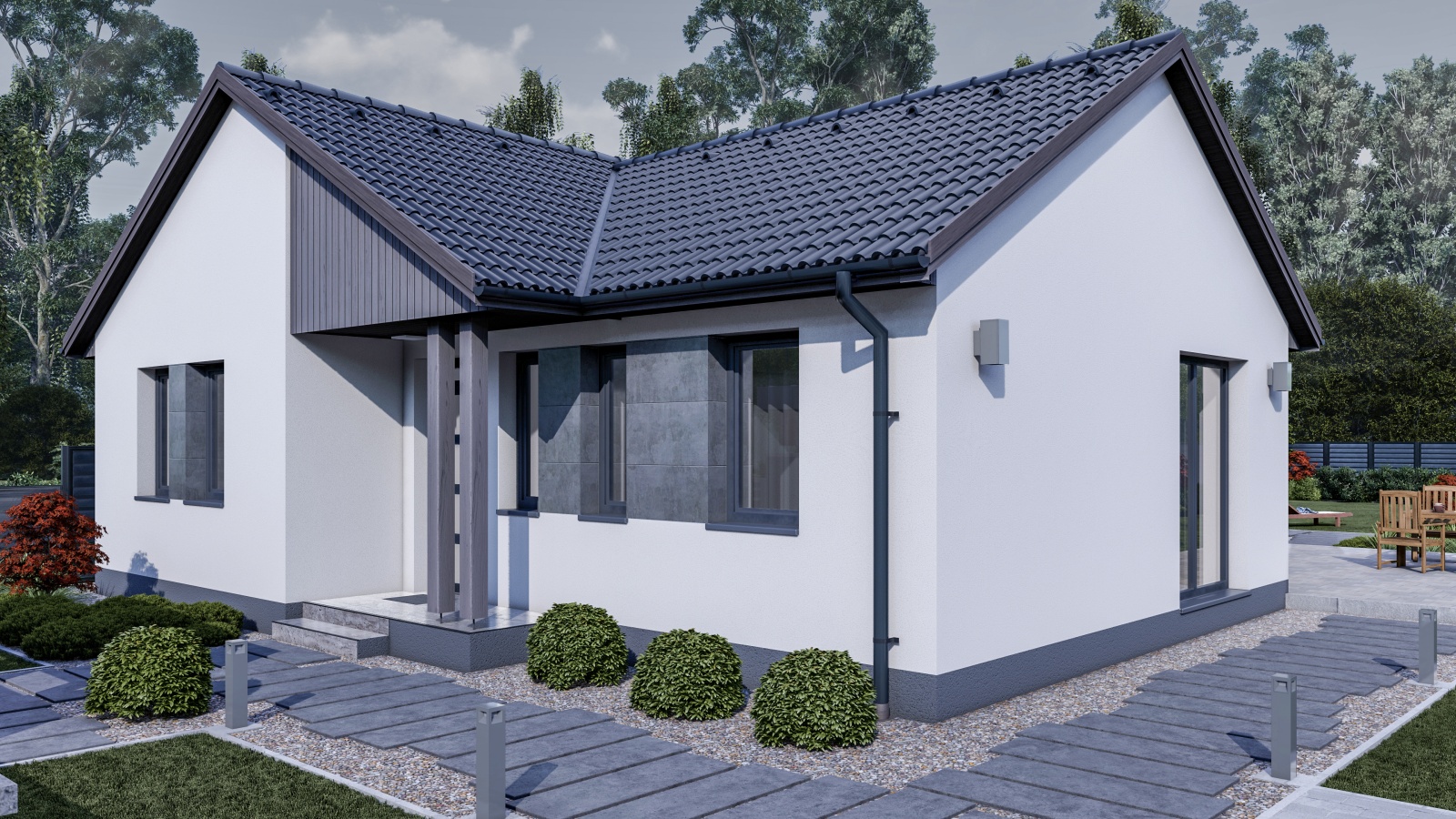 105 m2 ház (4 hálószoba + nappali) normál oromfalas