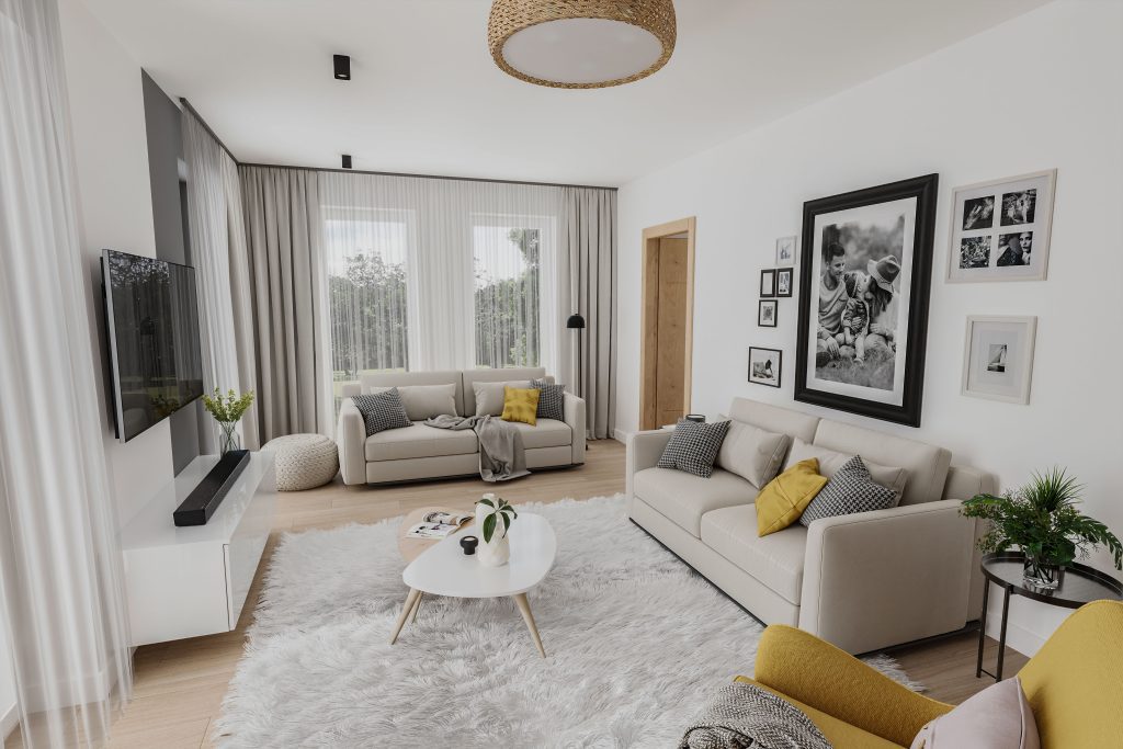 100 m2 ház + dupla garázs (3 hálószoba + nappali) széles